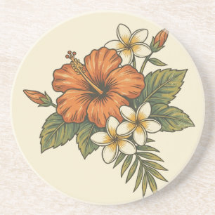 Hibiskus-Insel Hawaiianisches Motiv - Reversibles Getränkeuntersetzer