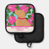 Hibiskus Island Yellow Dog Pot Holder Topflappen (Vorderseite/Rückseite)