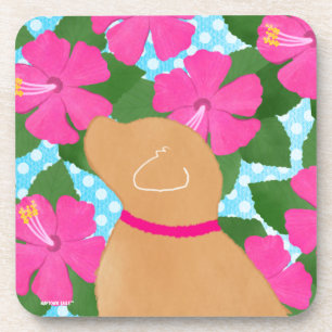 Hibiskus Island Yellow Dog Untersetzer Set