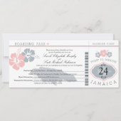 Hibiskus Jamaica Boarding Pass Hochzeit Einladung (Vorderseite)