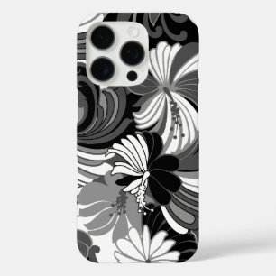 Hibiskus Jungle Hawaiian Black and Gray iPhone 16 Pro Hülle