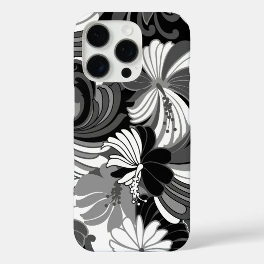 Hibiskus Jungle Hawaiian Black and Gray Case-Mate iPhone Hülle (Rückseite)