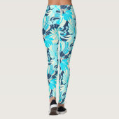 Hibiskus Jungle Hawaiian Tropical Floral Aqua Leggings (Rückseite)