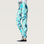 Hibiskus Jungle Hawaiian Tropical Floral Aqua Leggings (Links)