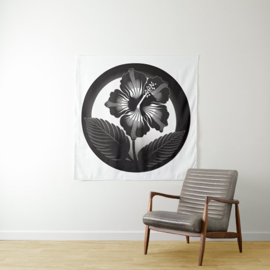 Hibiskus Kamon Design Wandteppich (Beispiel)