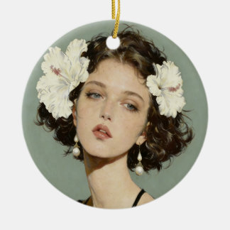 Hibiskus Mädchen Keramik-Schmuckanhänger Keramik Ornament