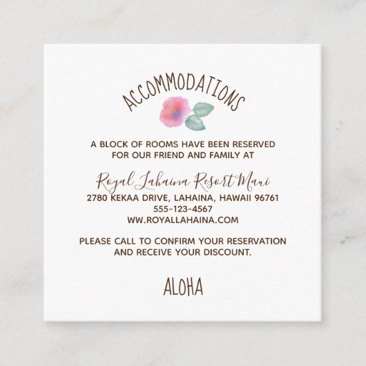 Hibiskus Maui Wedding Begleitkarte (Vorderseite)