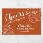 Hibiskus Mini Rust Orange Schaumweinetikett (Einzelnes Label)