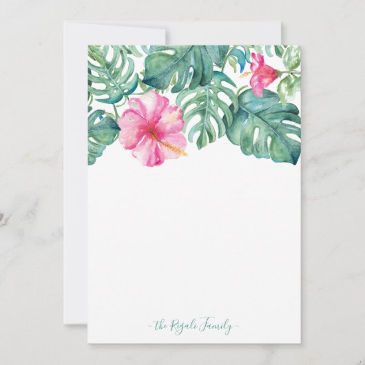 Hibiskus mit Aquarellfarbe Personalisiert Geschirr Mitteilungskarte (Vorderseite)