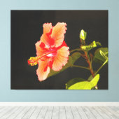 Hibiskus mit digitaler Embossung, Brenda's Blume Leinwanddruck (Insitu (Holzboden))