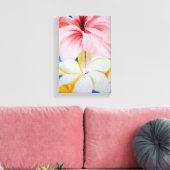 Hibiskus mit Plumeria Leinwanddruck (Insitu (Wohnzimmer))