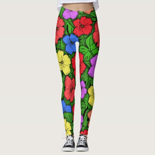 Hibiskus & Monstera #4 Leggings (Vorderseite)