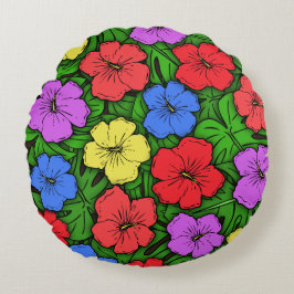 Hibiskus & Monstera #4 Rundes Kissen