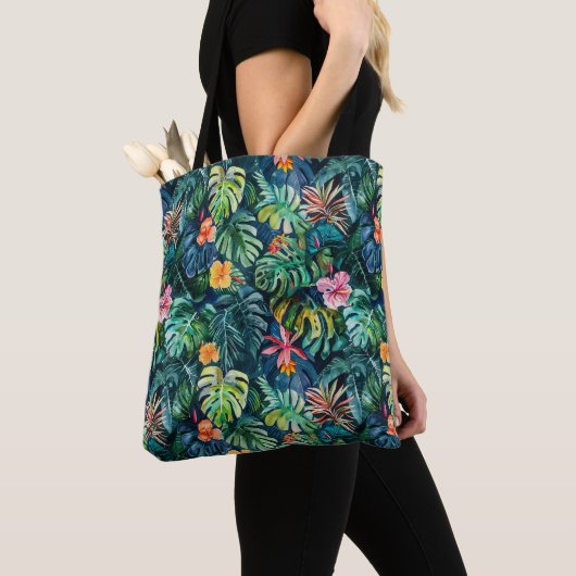 Hibiskus Monstera Dschungel Tasche (Von Nahem)