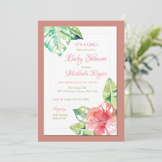 Hibiskus morning Einladung (Stehend Vorderseite)