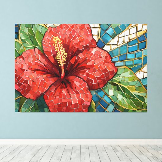 Hibiskus-Mosaik 005 Leinwanddruck (Insitu (Holzboden))