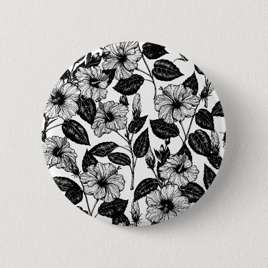 Hibiskus-Muster Button (Vorderseite)