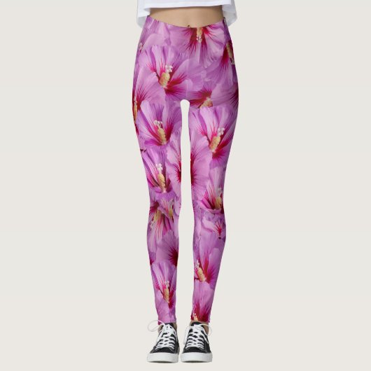 Hibiskus - Muster der chinesischen Rose Blume Leggings (Vorderseite)