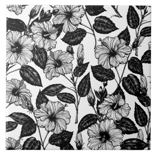 Hibiskus-Muster Fliese (Vorderseite)