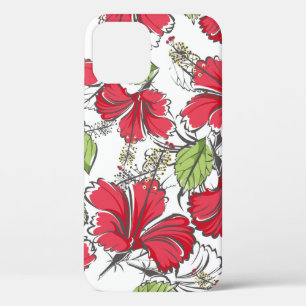 Hibiskus-Muster mit tropischen Blättern und Blumen Case-Mate iPhone Hülle