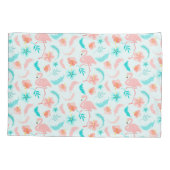 Hibiskus-Muster-Rosa-Flamingo Kissenbezug (Rückseite)