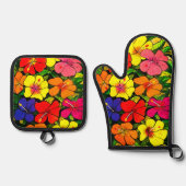 Hibiskus Ofenhandschuh & Topflappen-Set (Vorderseite)
