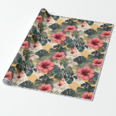 Hibiskus Palm Coconut Geschenkpapier (Ungerollt)