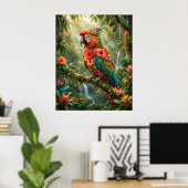 Hibiskus Papagei Tropic Glow Poster (Heimbüro)