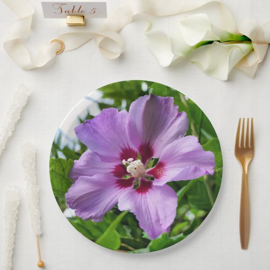 Hibiskus-Papierplatte Pappteller (Hochzeit)