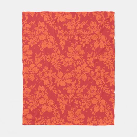 Hibiskus Pareau Hawaiian Floral Aloha Shirt Print Fleecedecke (Vorderseite)