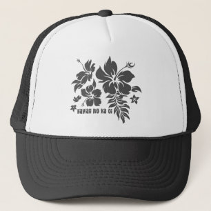 Hibiskus Pareau Hawaiian Floral, grau für Hats Truckerkappe