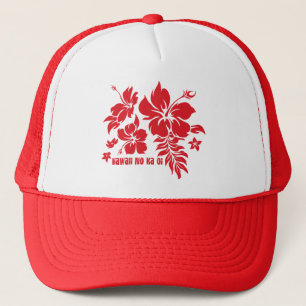 Hibiskus Pareau Hawaiian Floral, rot für Hats Truckerkappe
