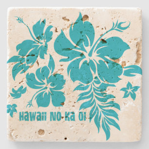Hibiskus Pareau Hawaiian Floral Tiki Bar Untersetz Steinuntersetzer