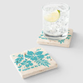 Hibiskus Pareau hawaiische BlumenTiki Steinuntersetzer (Seitenansicht)