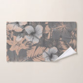 Hibiskus Petals und Blätter Grau Blush Blue Shades Badhandtuch Set (Handtuch)