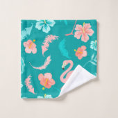 Hibiskus Pink Flamingo Tropical Monogram Badhandtuch Set (Waschlappen)