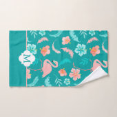 Hibiskus Pink Flamingo Tropical Monogram Badhandtuch Set (Handtuch)