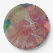Hibiskus Pique Fabric Monogram Pappteller (Vorderseite)