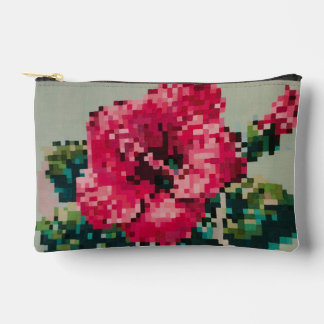 Hibiskus Pixel Art Floral Pastell Zubehörtasche