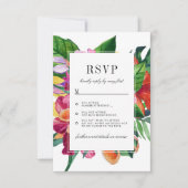 Hibiskus, Plumeria & Palm Funny Wedding RSVP Einladung (Vorderseite)