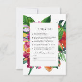 Hibiskus, Plumeria & Palm Funny Wedding RSVP Einladung (Rückseite)