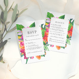 Hibiskus, Plumeria & Palm Funny Wedding RSVP Einladung