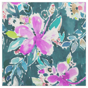 HIBISKUS-POP tropischer Boho ChicblumenWatercolor Stoff