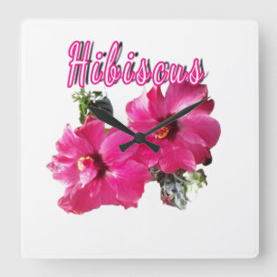 Hibiskus Quadratische Wanduhr