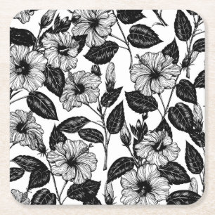 Hibiskus Rechteckiger Pappuntersetzer