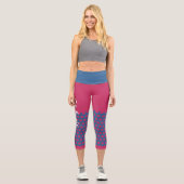 Hibiskus Red-Blue Geometric Muster Pop Art Custom Capri Leggings (Vorderseite)
