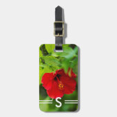 Hibiskus Red Hawaii Tropical Blume + Initialen Gepäckanhänger (Vorderseite vertikal)
