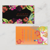 Hibiskus, Retro fette tropische Blume Visitenkarte (Vorne/Hinten)