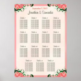 Hibiskus Rosa 15 Hochzeitstabellen Sitzkarten Poster
