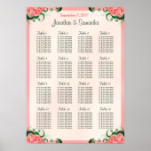 Hibiskus Rosa 16 Hochzeitstabellen Sitzkarten Poster (Vorne)